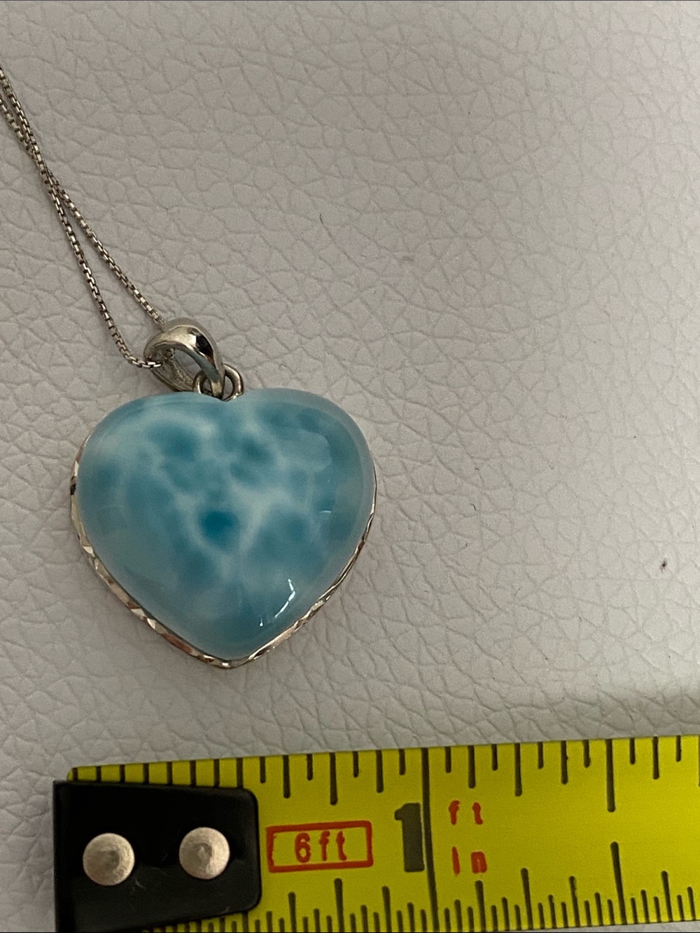 High Quality AAA Natural Larimar Heart Silver Pendant Necklace - Picture 11 of 13